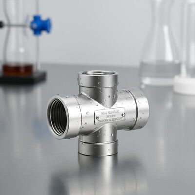 Tee de acero inoxidable con una presión nominal de 3000 psi, resistencia al calor de 1000 ° F y resistencia a la corrosión para tuberías industriales